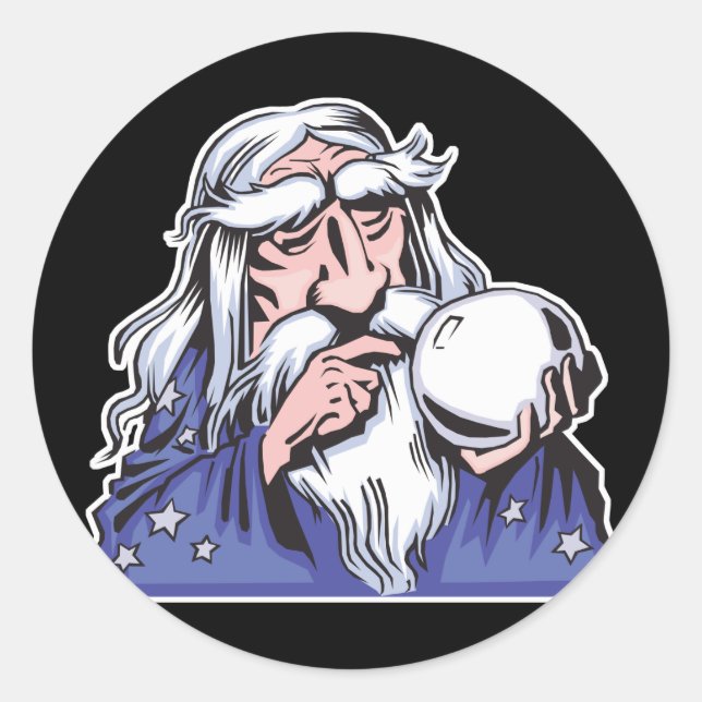 Sticker Rond ancien assistant blanc merlin (Devant)