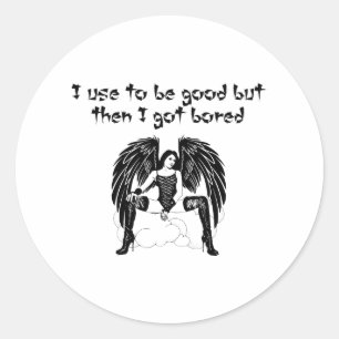 Sticker Rond Ancien être bon mauvais Angel Art original