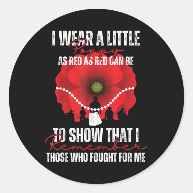 Sticker Rond Ancien Jour Fleur Rouge Pavot Usa Memorial Day (Devant)