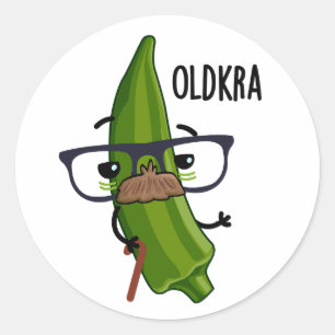 Sticker Rond Ancien kra Funny Okra Puns