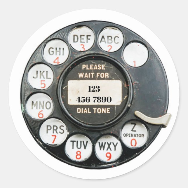 Sticker Rond Ancien numéro de téléphone du Rotary, modifier le  (Devant)