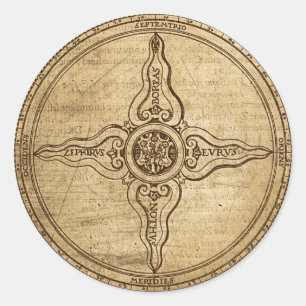 Sticker Rond Ancien Rose Compass