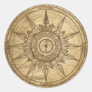 Sticker Rond Ancien Rose Compass
