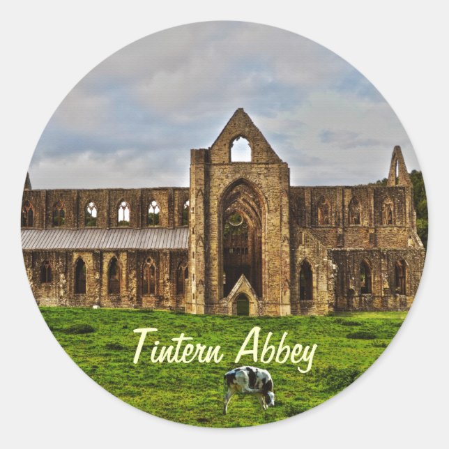 Sticker Rond Ancienne abbaye de Tintern, monastère cistercien,  (Devant)