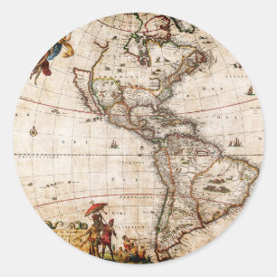 Sticker Rond Ancienne carte du continent américain
