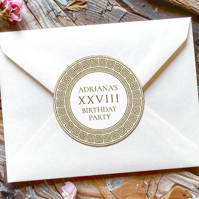 Sticker Rond Ancienne Rome Anniversaire Fête avec éléments en p (Créateur téléchargé)