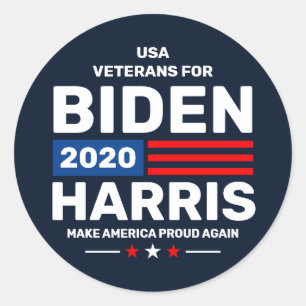 Sticker Rond Anciens combattants américains pour Biden Harris 