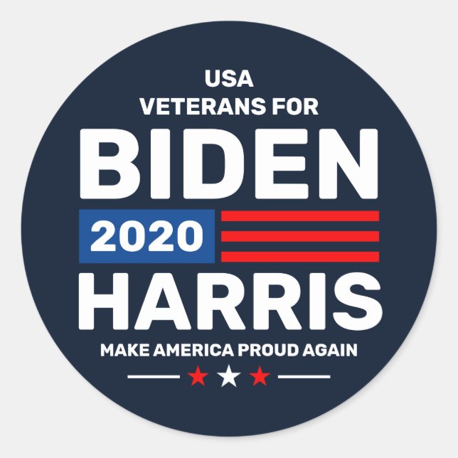 Sticker Rond Anciens combattants américains pour Biden Harris 2 (Devant)