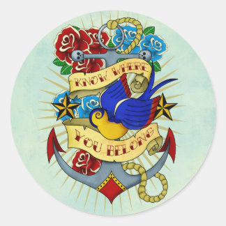 Sticker Rond Ancre, avale et Roses