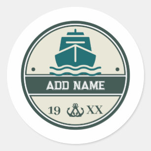 Sticker Rond Ancre Bleue Nautique Bienvenue yacht de voile Bate