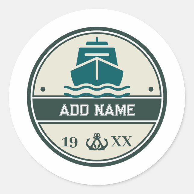 Sticker Rond Ancre Bleue Nautique Bienvenue yacht de voile Bate (Devant)