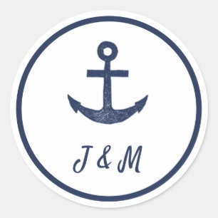 Sticker Rond Ancre de la Marine Thème nautique Monogramme Maria