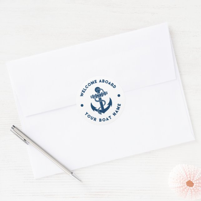 Sticker Rond ancre marine marine bleu et blanc (Enveloppe)