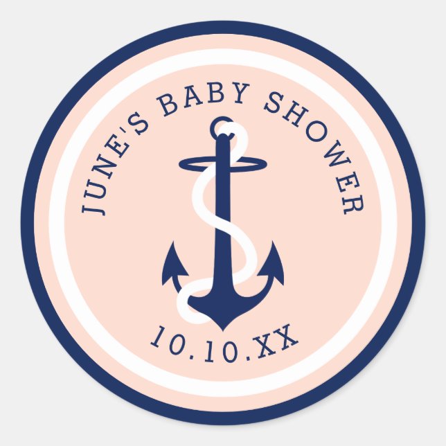 Sticker Rond Ancre marine marine flush couleur personnalisée (Devant)