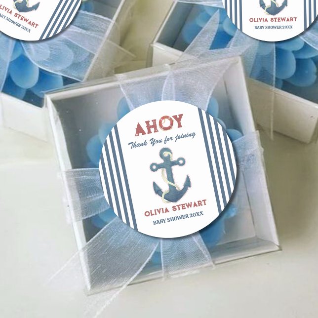 Sticker Rond Ancre Merci Baby shower nautique (Créateur téléchargé)