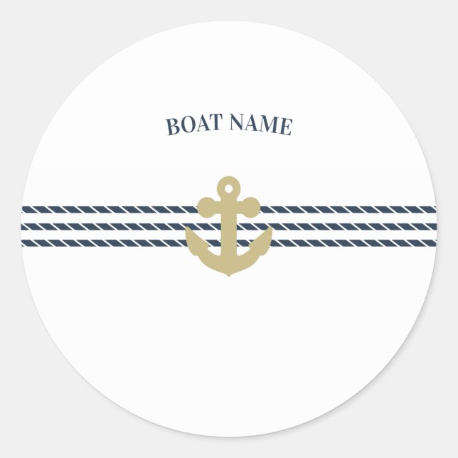 Sticker Rond Ancre nautique, Corde (Devant)