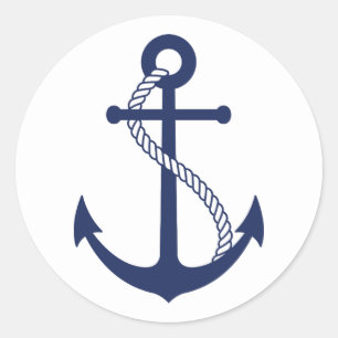 Sticker Rond Ancre nautique de bleu marine