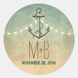 Sticker Rond ancre nautique et feux mariages