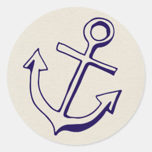 Sticker Rond Ancre Navire bleu marine Nautique Tan Wedding Part