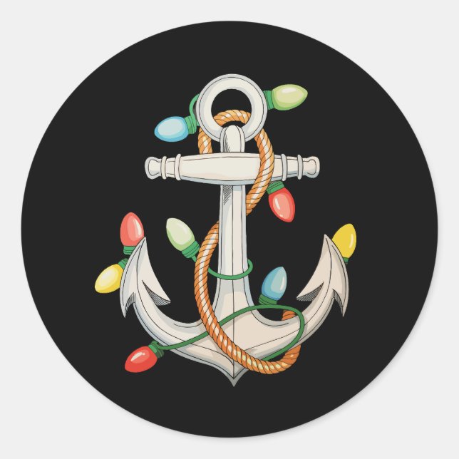 Sticker Rond Ancre Noël Lumières Noël Bateau de croisière (Devant)