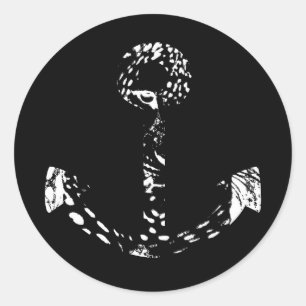 Sticker Rond Ancre noire et blanche Art 2