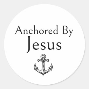 Sticker Rond Ancré par Jésus, Moderne Simple Minimaliste, Éléga