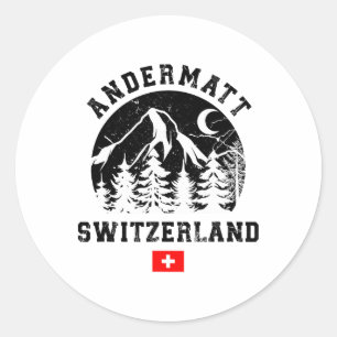 Sticker Rond Andermatt Suisse Station de ski Alpes Ski Alpin