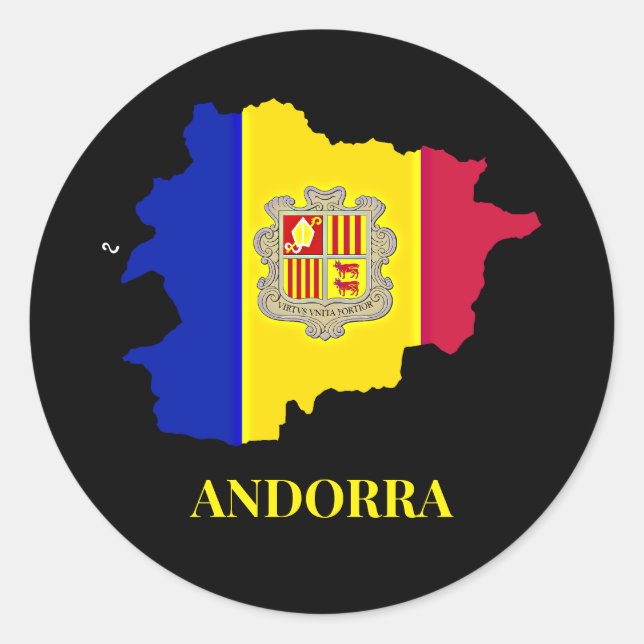Sticker Rond Andorre Silhouette, drapeau, (Devant)