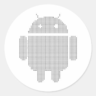 Sticker Rond Android—Ascii noir