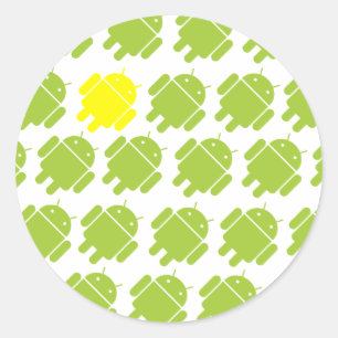 Sticker Rond Android Jaune volant