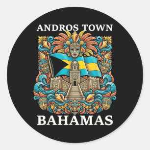 Sticker Rond Andros Town Bahamas Île de vacances Voyage