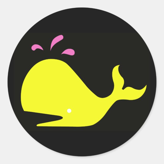 Sticker Rond Andy Whale Singletons_jaune, rose sur noir (Devant)