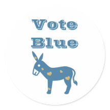 Âne démocrate et coeurs VOTE BLEU