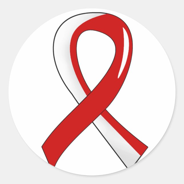 Sticker Rond Anémie plastique Rouge Blanc Ribbon 3 (Devant)