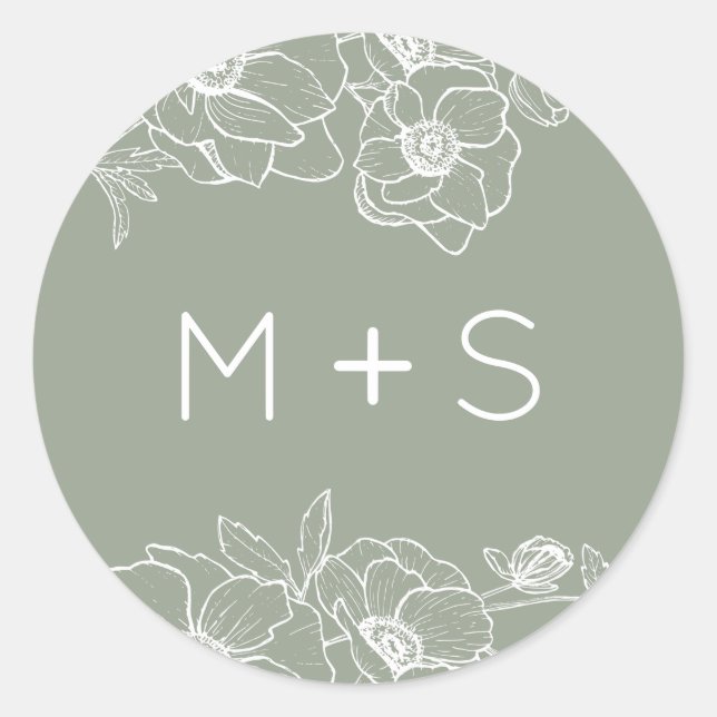 Sticker Rond Anemone Bouquet Mariage (Devant)