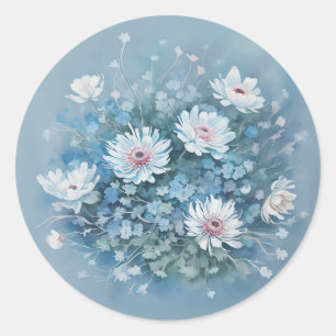 Sticker Rond Anémones délicates dans une aquarelle perdue