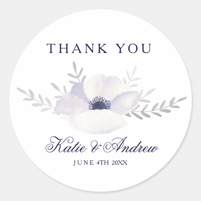 Sticker Rond Anémones romantiques (Devant)