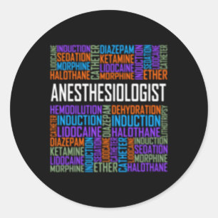 Sticker Rond Anesthésiologiste Mots Anesthésie Docteur