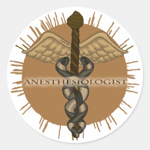 Sticker Rond Anesthésiste Caduceus