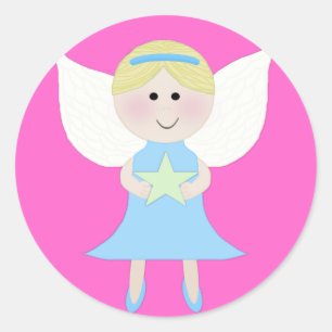 Sticker Rond ange bleu