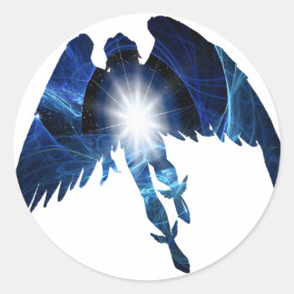 STICKER ROND ANGE BLEU