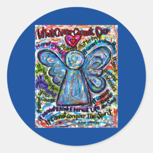 Sticker Rond Ange coloré Ce que le cancer ne peut pas faire Poè