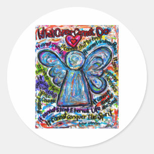 Sticker Rond Ange coloré Ce que le cancer ne peut pas faire Poè