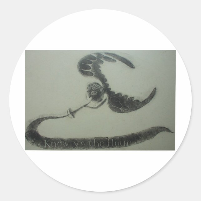 Sticker Rond ange de 1700s de conception grave américaine de (Devant)