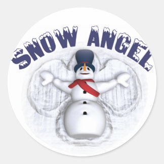 Sticker Rond Ange de neige
