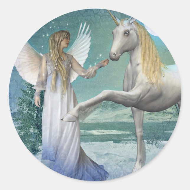 Sticker Rond Ange de neige (Stickers) (Devant)