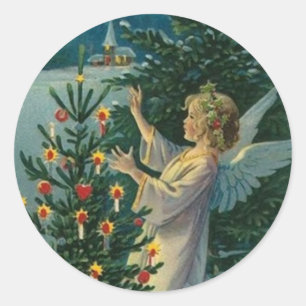 Sticker Rond Ange de Noël