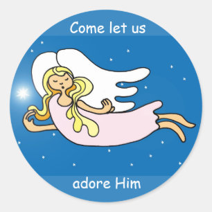 Sticker Rond Ange de Noël