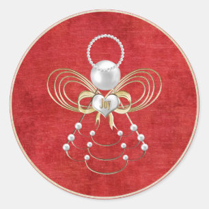 Sticker Rond Ange de Noël de la joie - Rouge