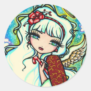 Sticker Rond Ange de Noël de sucre de canne par Hannah Lynn